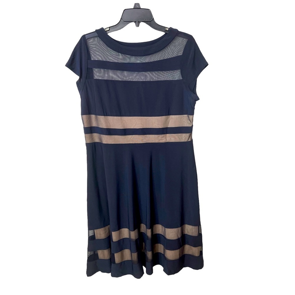 🔥🔥R & M Richards Ladys Midi Size Navy Blue Dress Very Light And Breezy ☑️